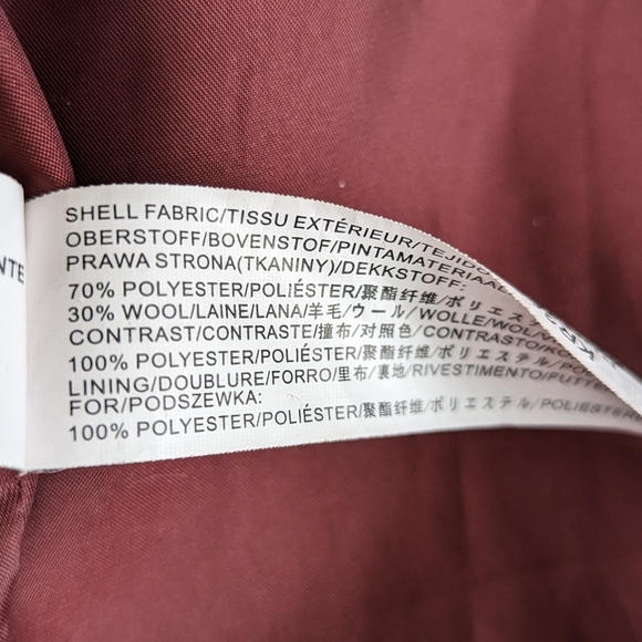 Moon River Maroon Dark Red Burgundy Wool Blend Moto Jacket, size S - Picture 6 of 9